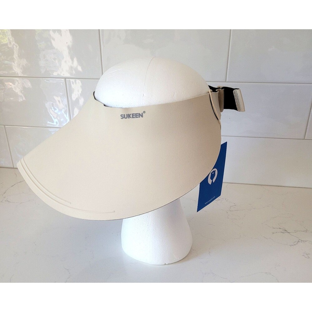 Wide Brim Sun Visor Hat Women UPF50+ Seamless Lightweight Foldable Sukeen Beige